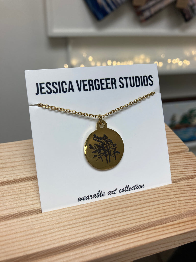 South Channel Round Pendant Necklace (gold stainless)