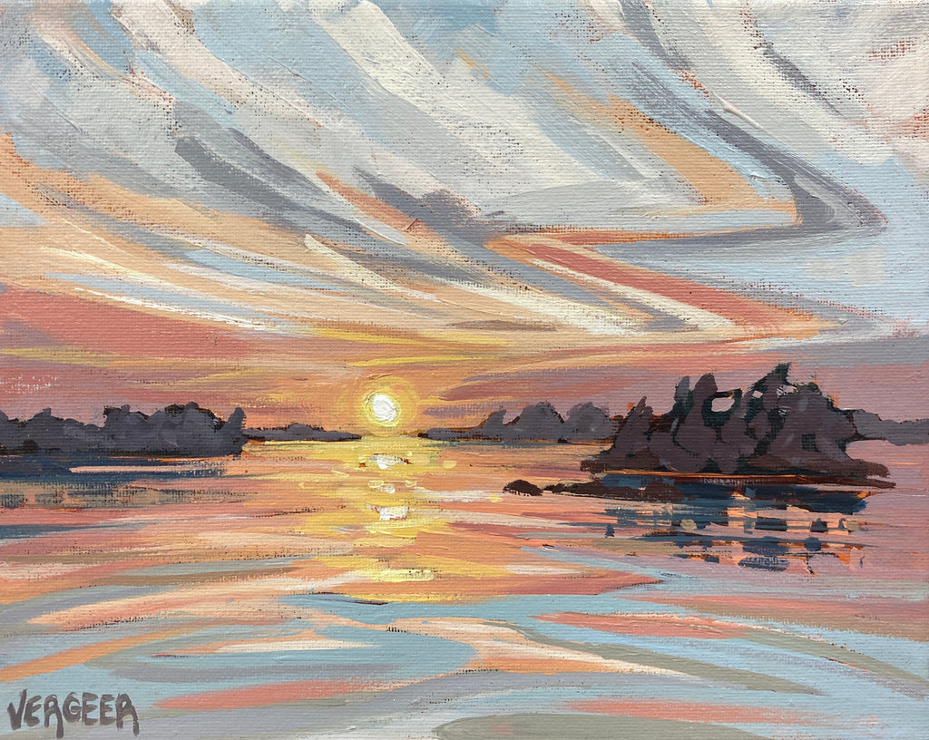 Sunset Near Bayview Island - 8x10