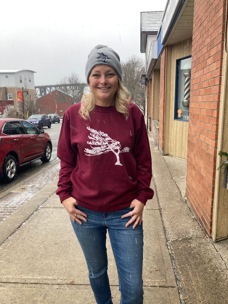 Paris Crew Neck Sweatshirt - Killbear Windswept in Cranberry