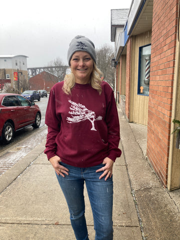 Paris Crew Neck Sweatshirt - Killbear Windswept in Cranberry