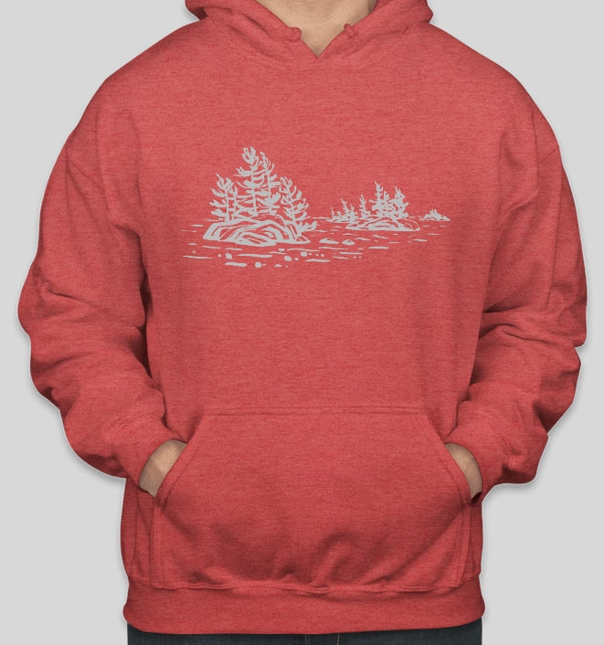 Endless Islands Unisex Hoodie in Heather Red