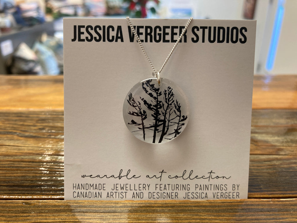 Killbear Windswept Trees Clear Pendant with Sterling Silver Chain