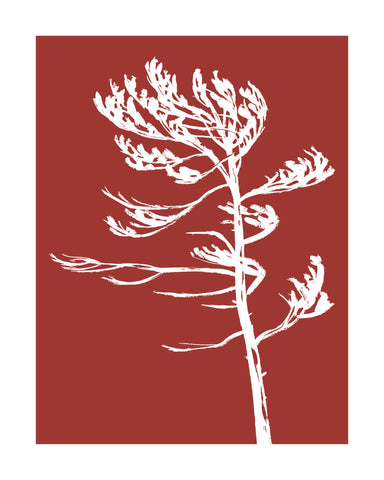 Killarney Provincial Park Windswept Hand-Screened Tree Poster in Rustic Red