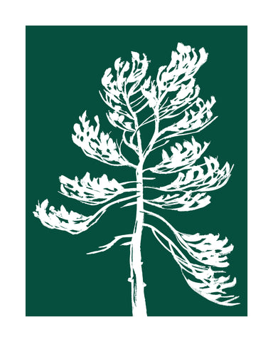 Killbear Provincial Park Windswept 2 Hand-Screened Tree Poster in Forest Green