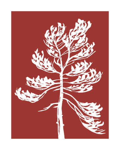 Killbear Provincial Park Windswept 2 Hand-Screened Tree Poster in Rustic Red
