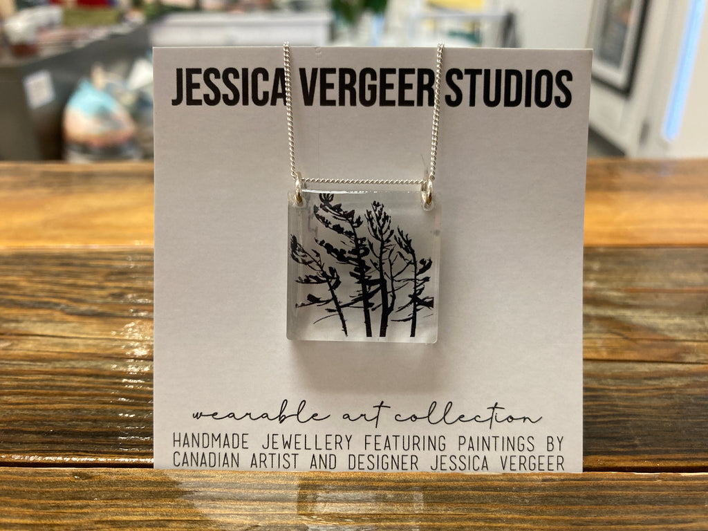 Killbear Windswept Trees Clear Pendant with Sterling Silver Chain