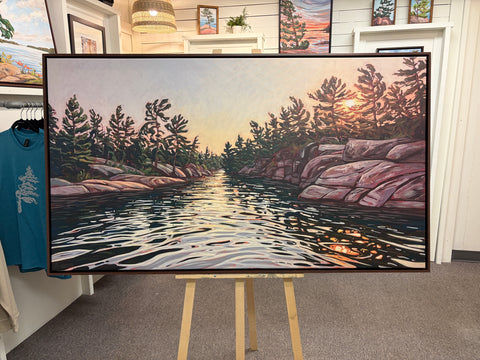 Pointe au Baril Hole in the Wall 4 Framed Canvas Print - 34x60