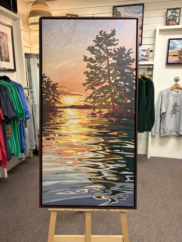 Helen Island Windswept Lake Rosseau Framed Canvas Print - 48x24