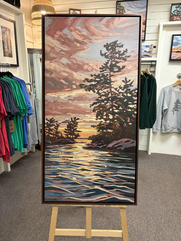 Three Sisters Island Lake Joseph 2 Framed Canvas Print - 48x24