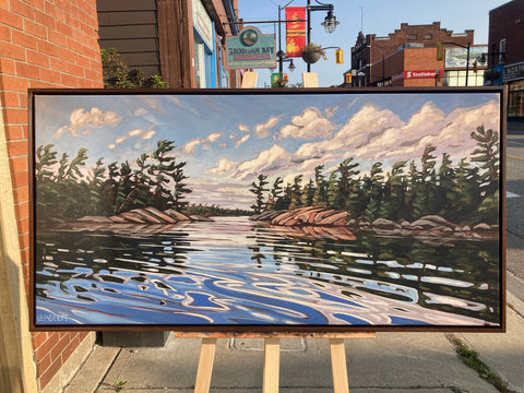 Near Pinerocks Island Framed Canvas Print - Oversize 25x50