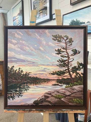 Sunset Near Sleeth Island 4 Framed Canvas Print 20x20