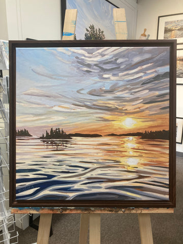 Sunset Near Trusty Island 4 Framed Canvas Print 20x20