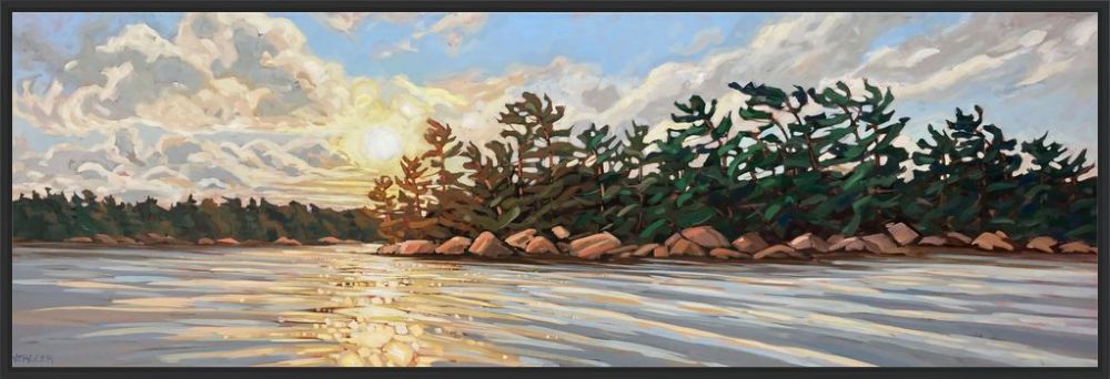 Freedom Island Sunrise 2 Framed Canvas Print - 18x55