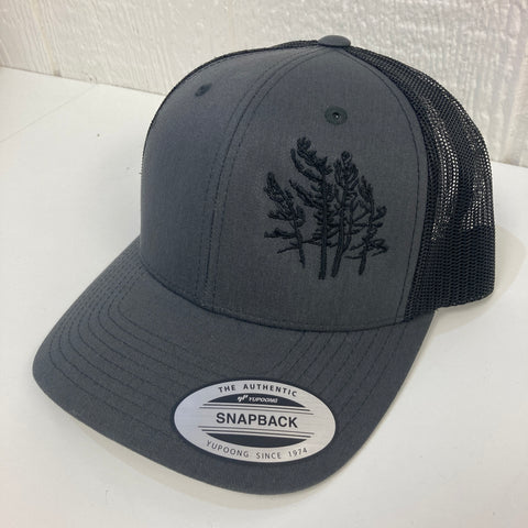 Killbear Trees Embroidered Trucker Hat, Charcoal and Black