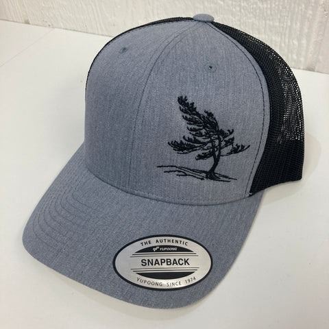 Killbear Windswept Pine Embroidered Trucker Hat, Heather Grey and Black