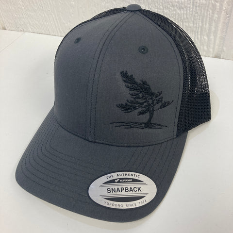 Killbear Windswept Pine Embroidered Trucker Hat, Charcoal and Black