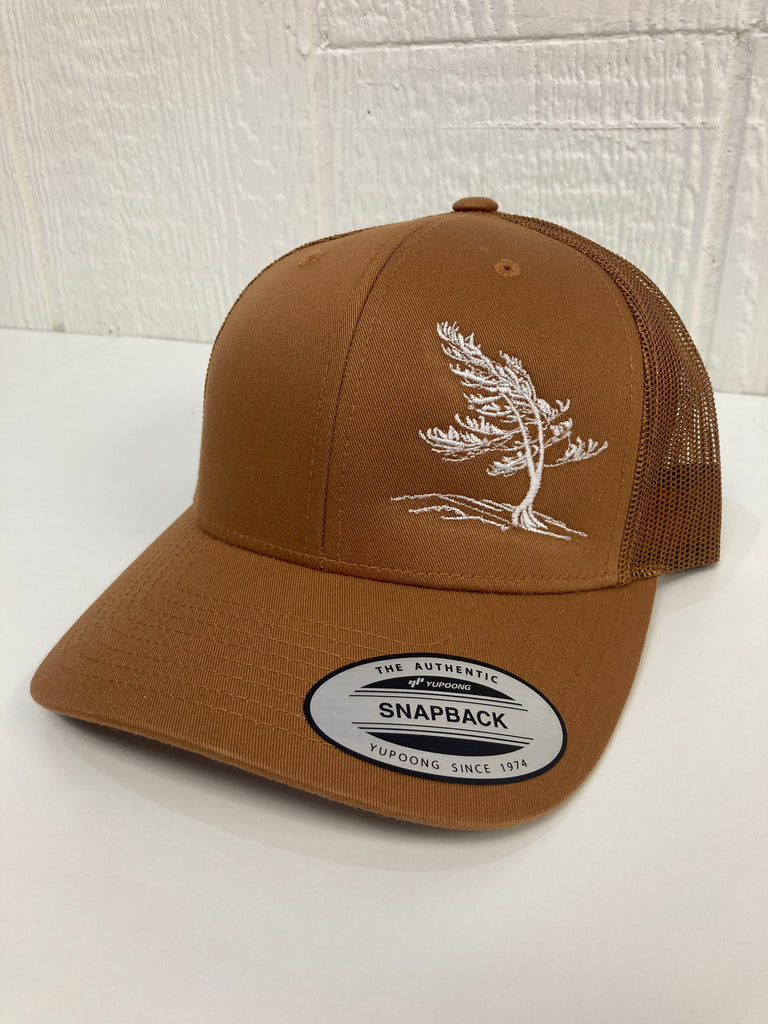 Killbear Windswept Pine Embroidered Trucker Hat, Caramel