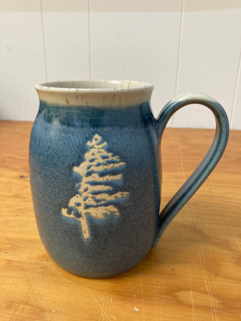 Northwinds Pottery X Jessica Vergeer Studios collaboration mug in Georgian Bay Blue