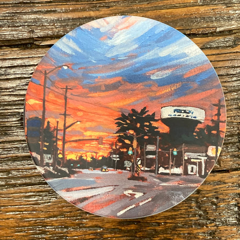 South End Sunset Ceramic Art Coaster