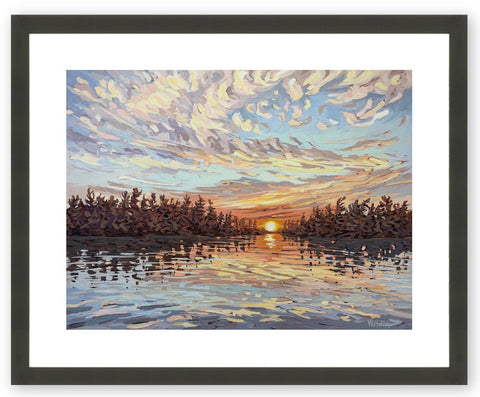 Sunset Near Good Cheer Island Framed Fine Art Print (Pickup Only)