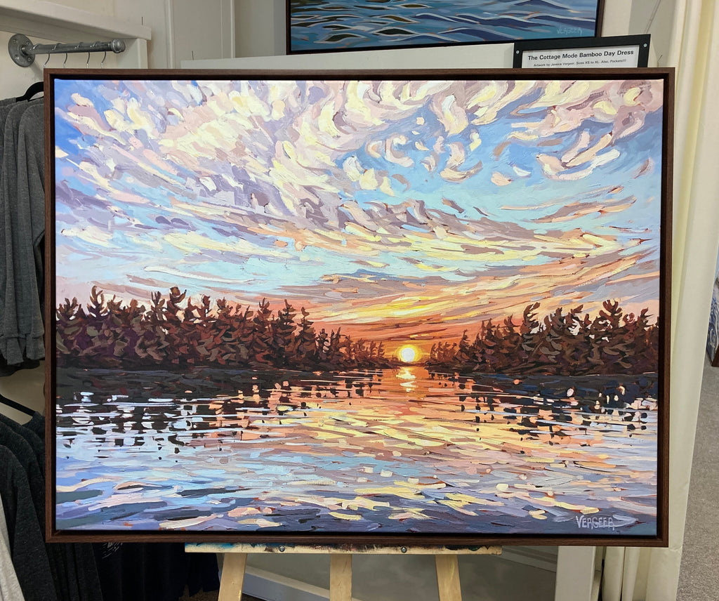 Sunset Near Good Cheer Island Framed Canvas Print - 30x40 (Pickup Only)