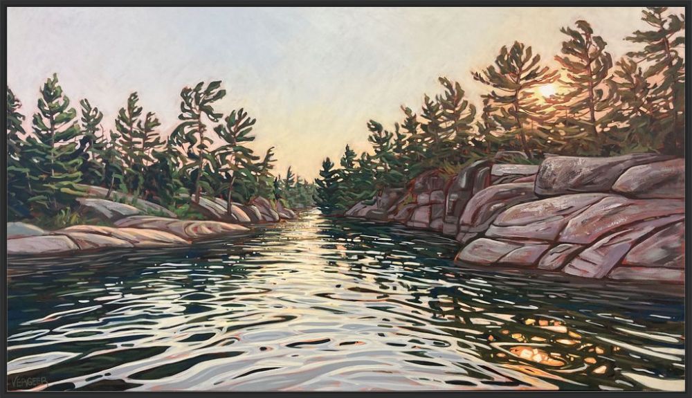 Pointe au Baril Hole in the Wall 4 Framed Canvas Print - 34x60