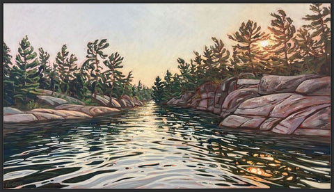 Pointe au Baril Hole in the Wall 4 Framed Canvas Print - 34x60