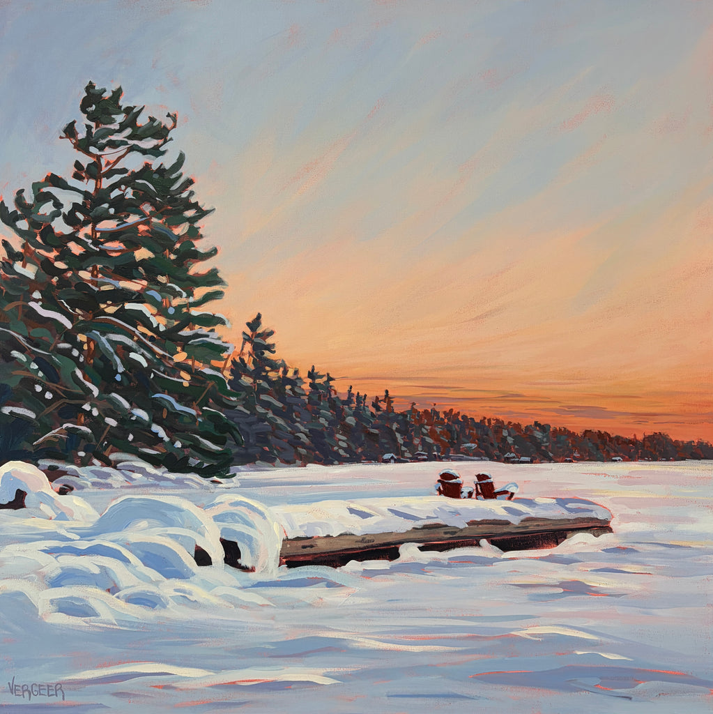Skeleton Bay Sunset Lake Rosseau - 30x30