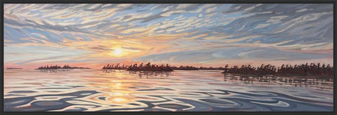 Sunset Near Trusty Island Framed Canvas Print - 18x55