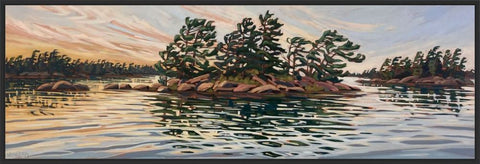 Sunset Near West Island Sans Souci Framed Canvas Print - 18x55