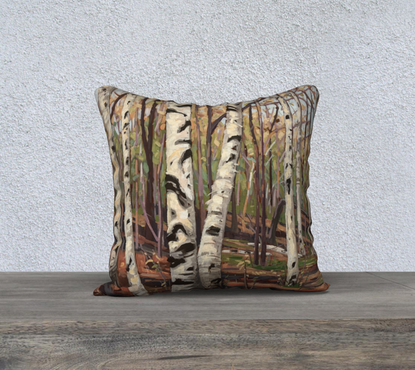 Harmony Lane Birches 18x18 Cotton Canvas Throw Pillow