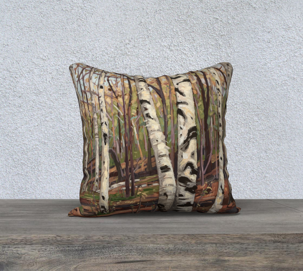 Harmony Lane Birches 18x18 Cotton Canvas Throw Pillow