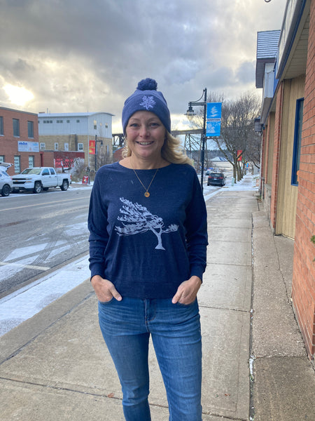 Triblend Long Sleeve Raglan Pullover - Wreck Island Windswept in Denim Navy