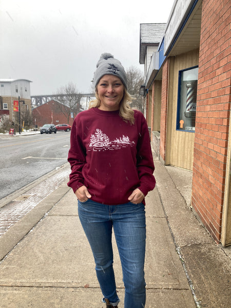 Paris Crew Neck Sweatshirt - Endless Islands in Cranberry