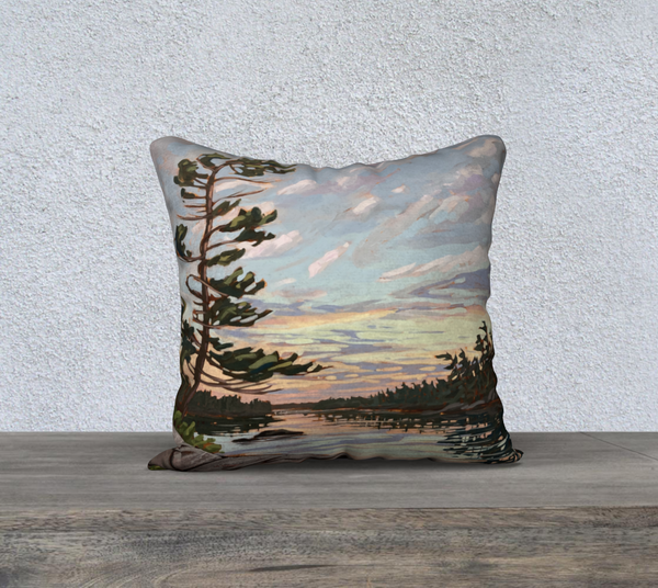 Sunset Near Sleeth Island 4 18x18 Cotton Canvas Throw Pillow