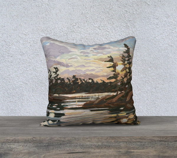 Bayview Island Sunset 18x18 Cotton Canvas Throw Pillow