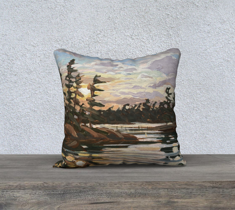 Bayview Island Sunset 18x18 Cotton Canvas Throw Pillow