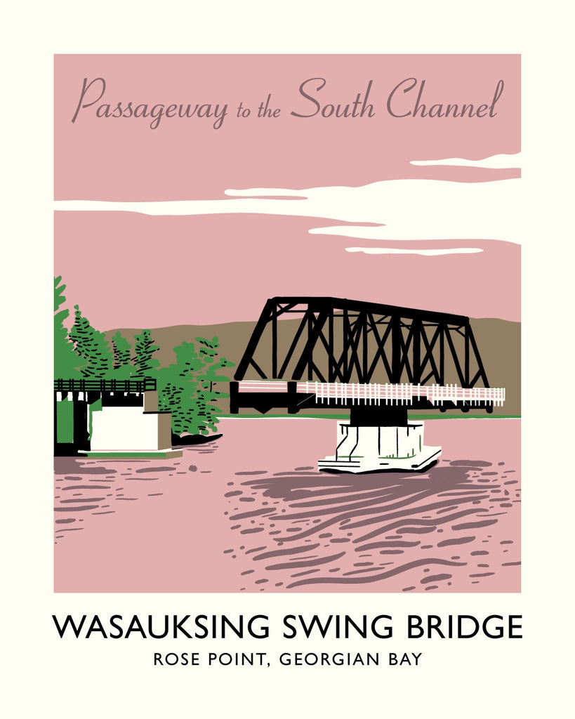 Wasauksing Swing Bridge Travel Postcard