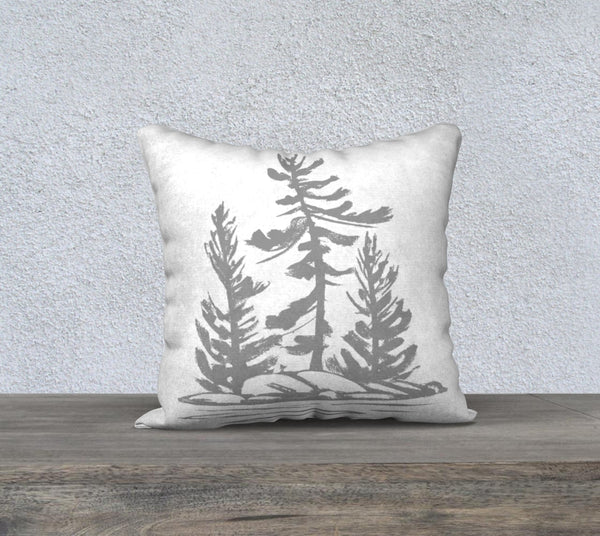 One Tree Island / Three Trees 18x18 Cotton Canvas Flip Throw Pillow