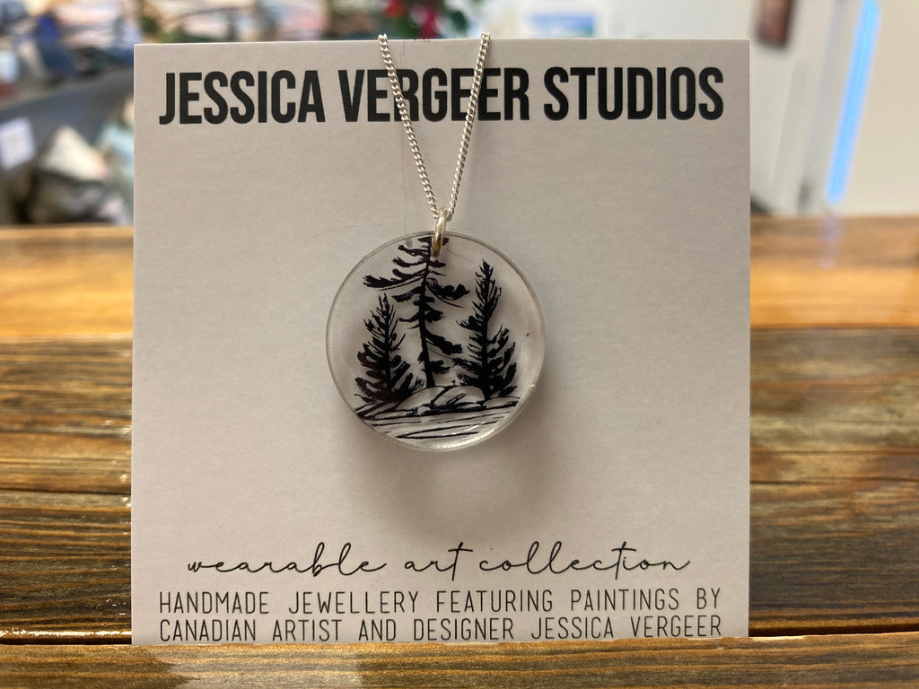 One Tree Island Clear Pendant with Sterling Silver Chain