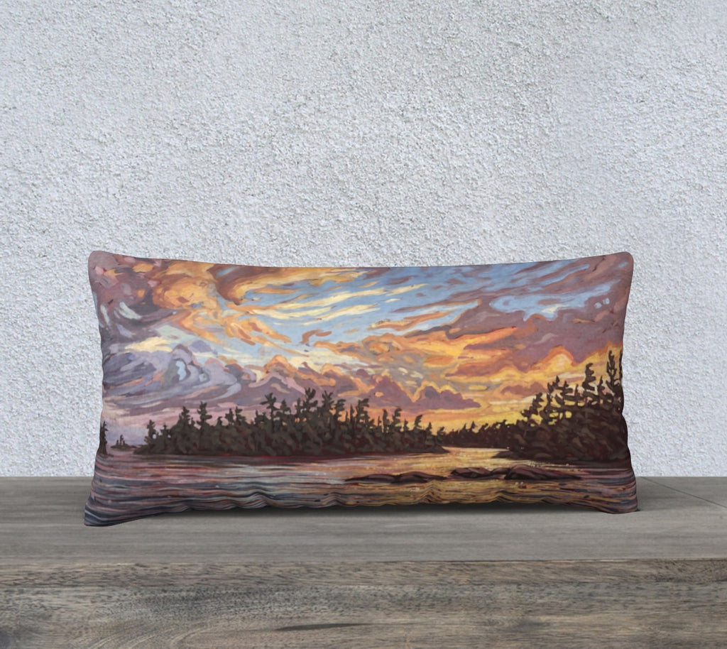 Sunset Near Sleeth Island 10 12x24 Cotton Canvas Throw Pillow