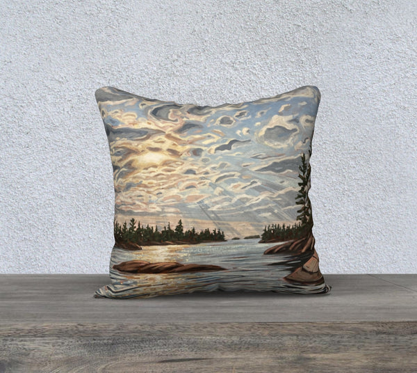 Sunset Near Sleeth Island 18x18 Cotton Canvas Throw Pillow