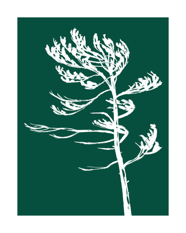 Killarney Provincial Park Windswept Hand-Screened Tree Poster in Forest Green