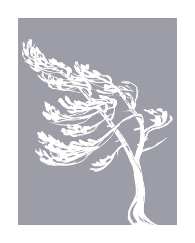 Killbear Provincial Park Windswept 1 Hand-Screened Tree Poster in Warm Grey
