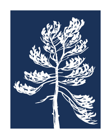 Killbear Provincial Park Windswept 2 Hand-Screened Tree Poster in Marine Blue