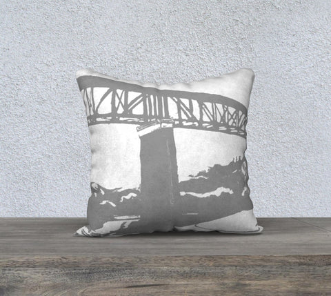 Parry Sound Trestle Bridge 18x18 Cotton Canvas Monochrome Throw Pillow
