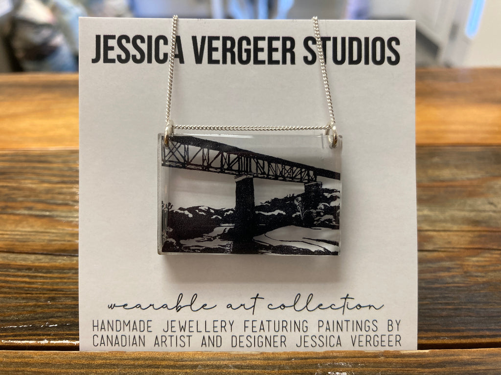 Trestle Bridge Clear Pendant with Sterling Silver Chain