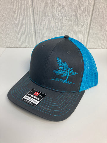 Killbear Windswept Pine Embroidered Trucker Hat, Charcoal Grey and Teal