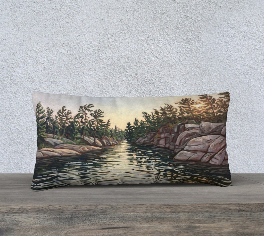 Pointe au Baril Hole in the Wall 4 - 12x24 Cotton Canvas Throw Pillow