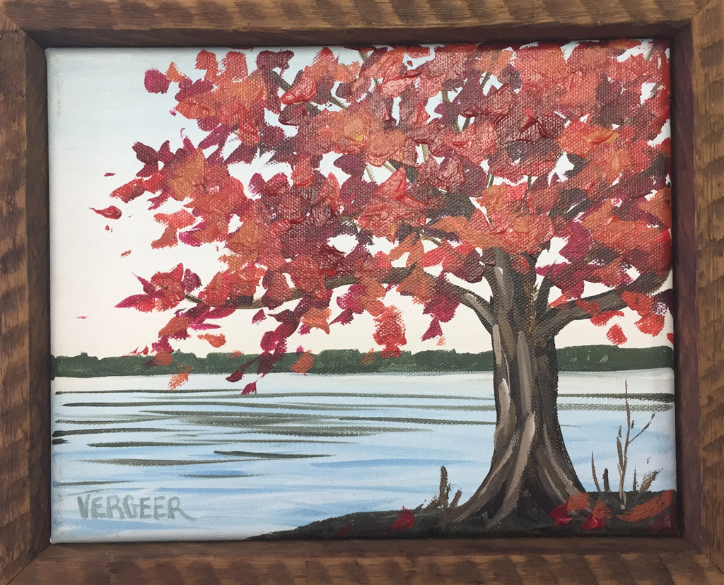 Red Maple Tree 8x10 Framed Painting